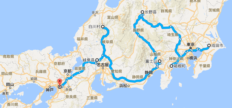 日本全景旅游路线图